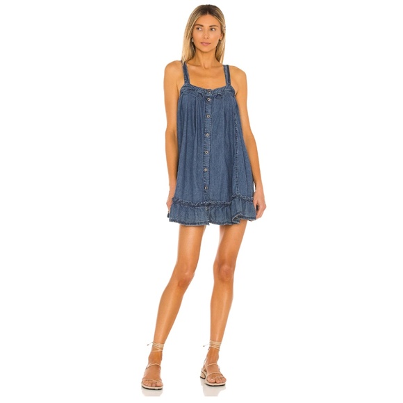 Free People Dresses & Skirts - FREE PEOPLE Wild One Sleeveless Denim Minidress in Blue Size Small